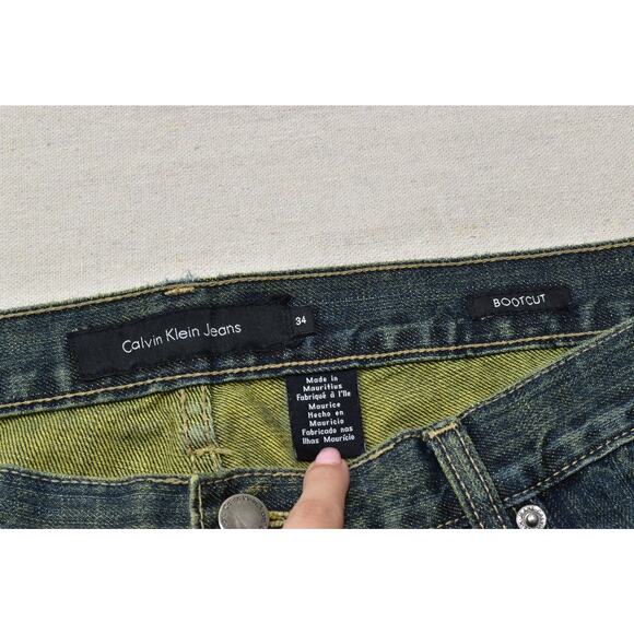 Calvin Klein Jeans Men's Bootcut Denim Blue Jeans Regular Size 34x30 - Picture 7 of 8